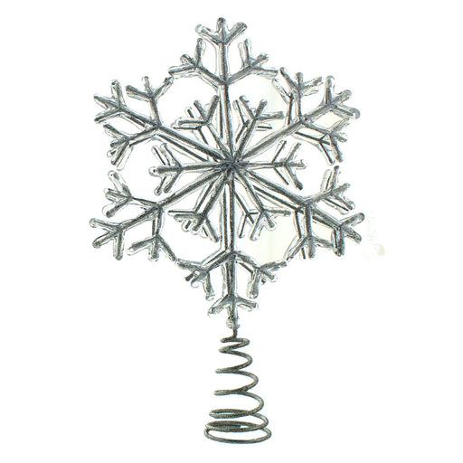 Christmas Tree Topper : 19cm : Acrylic Encrusted Silver Glitter Snowflake Festive Productions