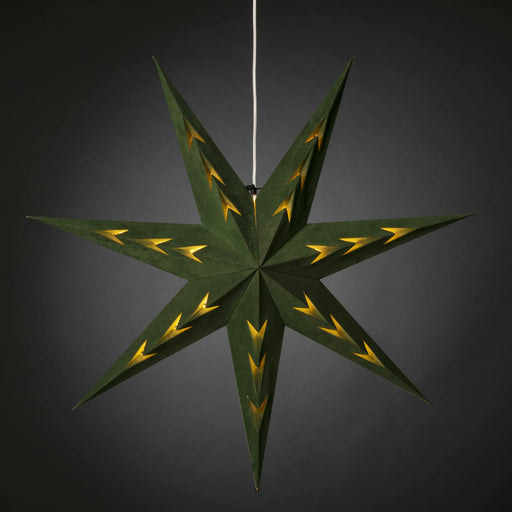 konstsmide light up paper star 7 points 78cm green velvet gold
