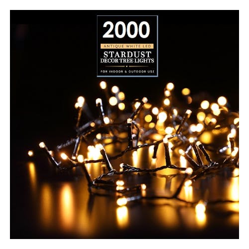 noma 2000 led stardust random twinkling christmas tree lights 3cm spacing black cable plugin with timer antique white