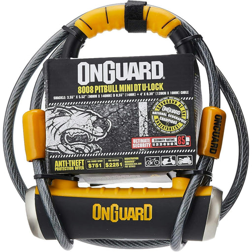 onguard pitbull mini dt8008 bike lock keyed shackle locks high security reliable lock with comoulded crossbar locks shackle on four sides hardened steel cycle lock black 90x140 cm