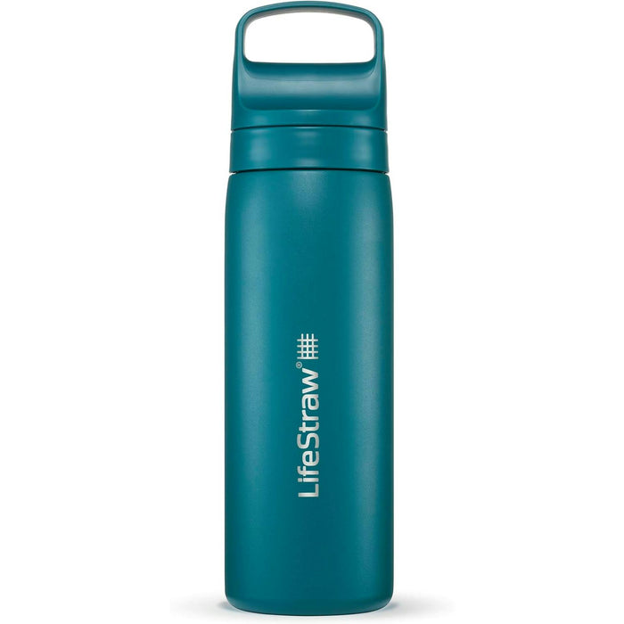lifestraw go 20 stainless steel water filter bottle 500ml laguna teal