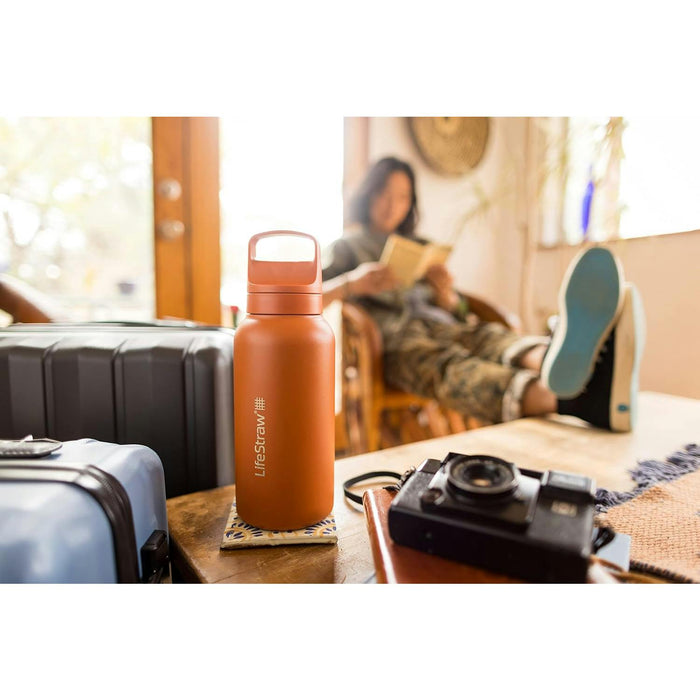 lifestraw go 20 stainless steel water filter bottle 700ml black