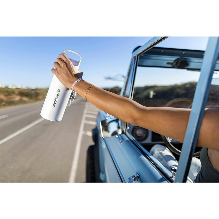 lifestraw go 20 stainless steel water filter bottle 700ml white
