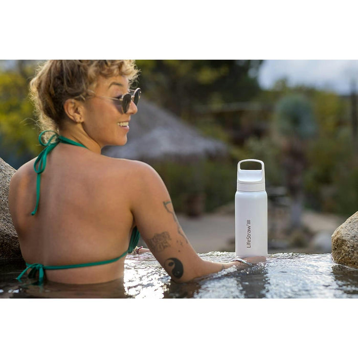 lifestraw go 20 stainless steel water filter bottle 700ml white