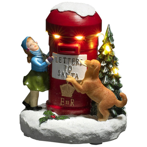 konstsmide led lit christmas post box battery with timer 16cm