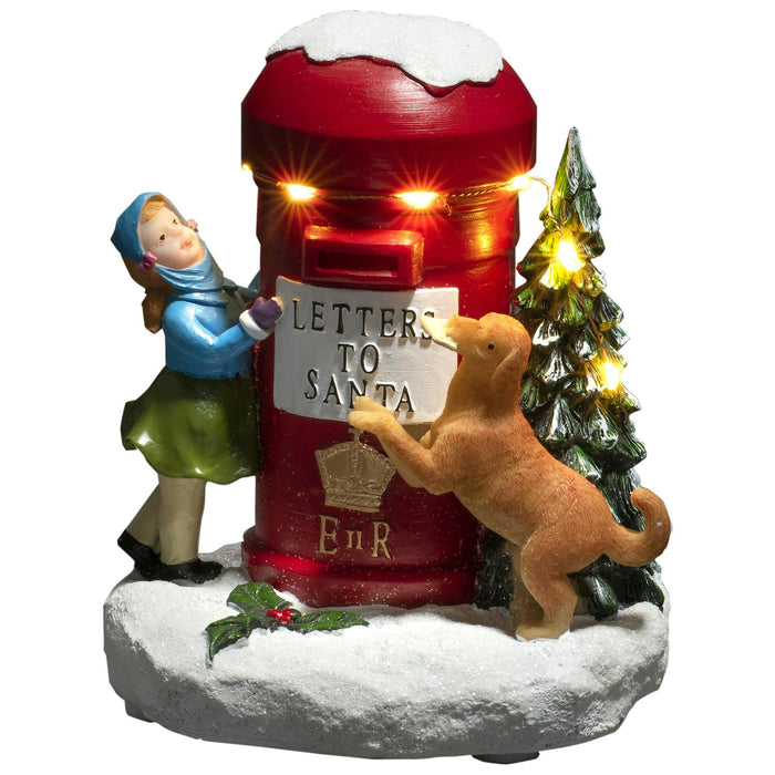 konstsmide led lit christmas post box battery with timer 16cm