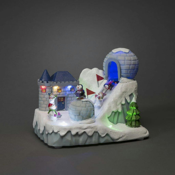 konstsmide animated musical led christmas scene penguin ski slope mainsbattery 215cm