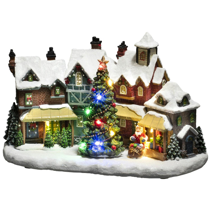 konstsmide fibre optic led christmas village scene santa tree music plugin or battery 30cm