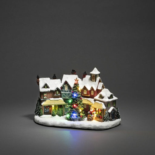 konstsmide fibre optic led christmas village scene santa tree music plugin or battery 30cm