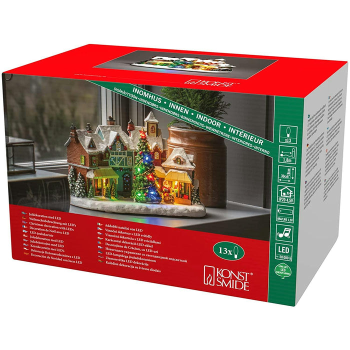konstsmide fibre optic led christmas village scene santa tree music plugin or battery 30cm