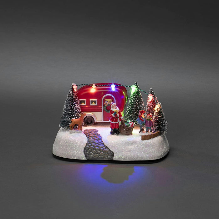 konstsmide led christmas scene santa and christmas caravan battery