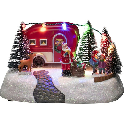 konstsmide led christmas scene santa and christmas caravan battery