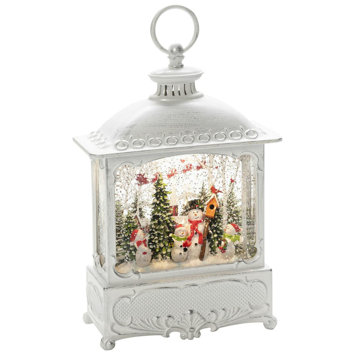 konstsmide water filled led lantern white with snowmen birds batterytimer 30cm