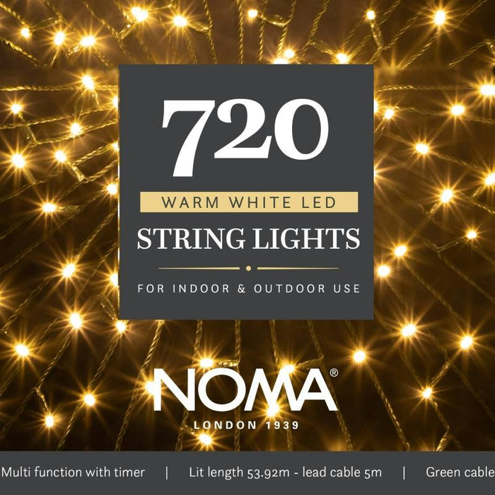 noma 720 led christmas tree lights green cable plugin with timer warm white