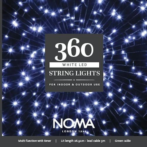 noma 360 led christmas tree lights green cable plugin with timer bright white