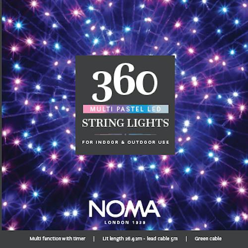 noma 360 led christmas tree lights green cable plugin with timer pastel