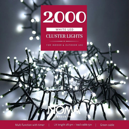 noma 2000 led cluster lights multifunction plugin with timer bright white