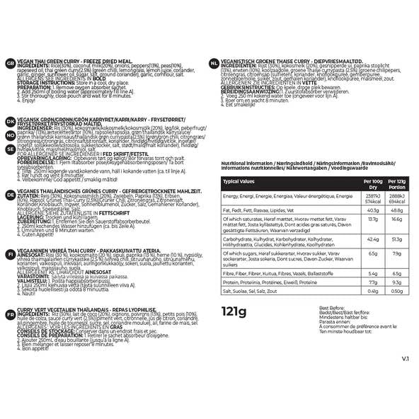 summit to eat thai green curry freeze dried camping meal main 121574kcal vegan dairy free