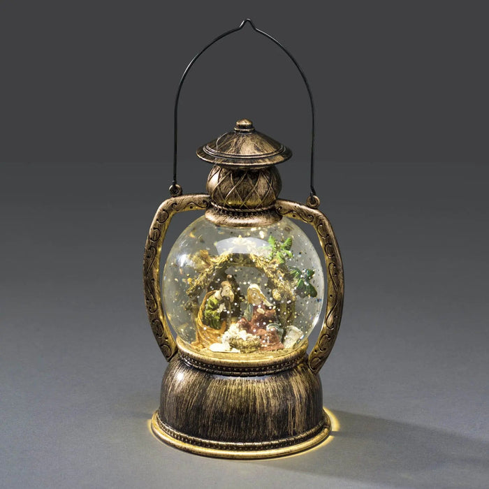 Water Filled LED Round Lantern : Battery & Timer : Nativity Konstsmide