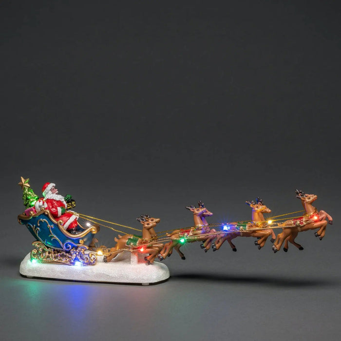 Konstsmide LED Christmas Scene : Santa In Sleigh With Flying Reindeer : Battery Konstsmide