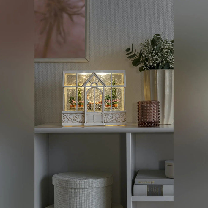 Water Filled Christmas Greenhouse LED Lantern : Battery/Timer : 23.5cm Konstsmide