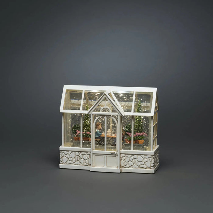 Water Filled Christmas Greenhouse LED Lantern : Battery/Timer : 23.5cm Konstsmide