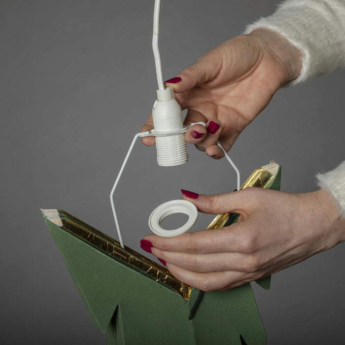 konstsmide light up paper star 7 points 78cm green velvet gold