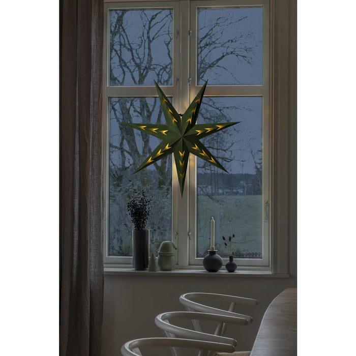 konstsmide light up paper star 7 points 78cm green velvet gold