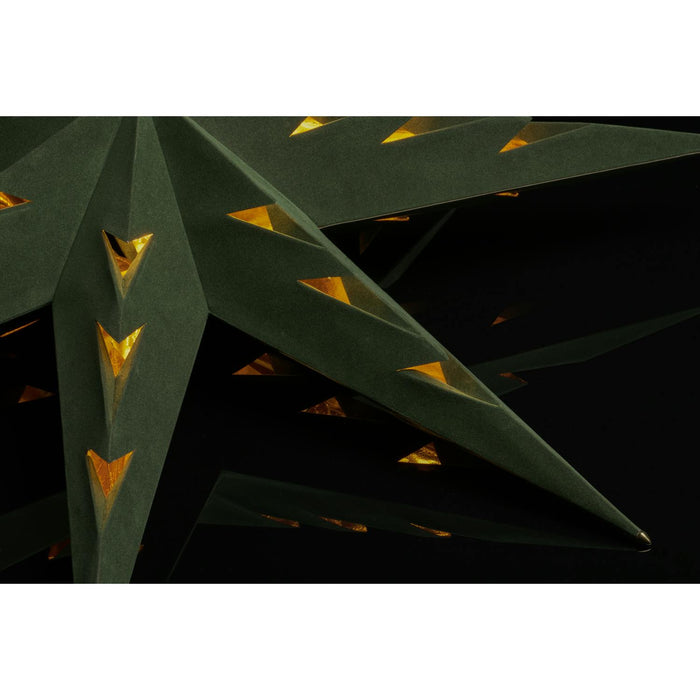 konstsmide light up paper star 7 points 78cm green velvet gold