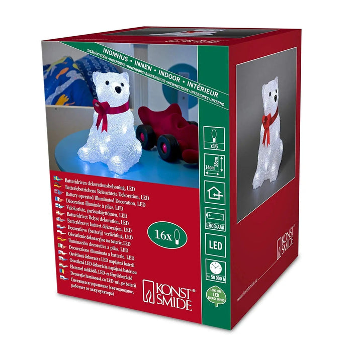 16 LED Acrylic Polar Bear : 18cm : Battery Konstsmide
