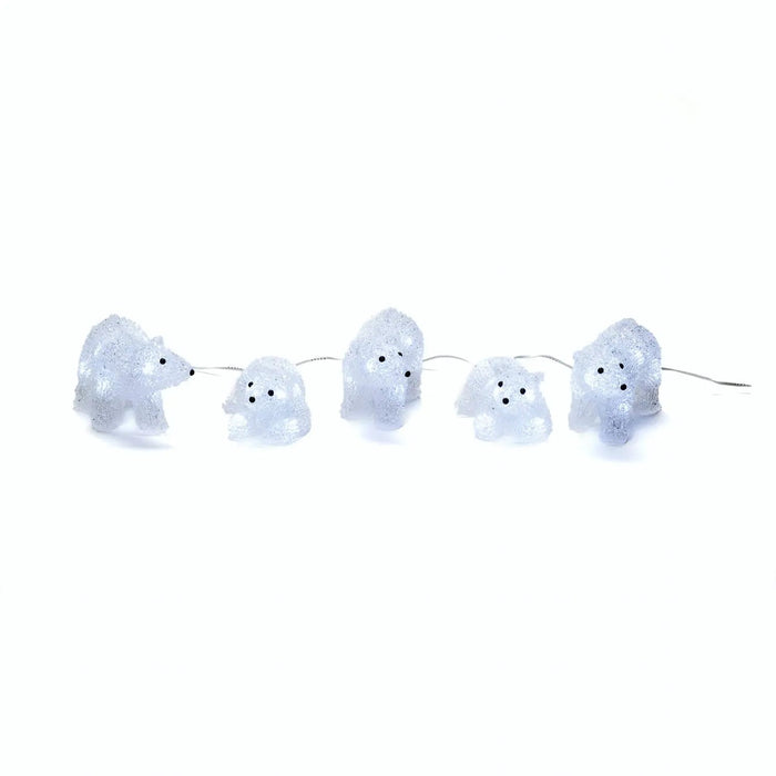 Acrylic Polar Bears Light String : Set of 5 : Indoor/Outdoor : Plug In : 14cm : 40 LED Konstsmide