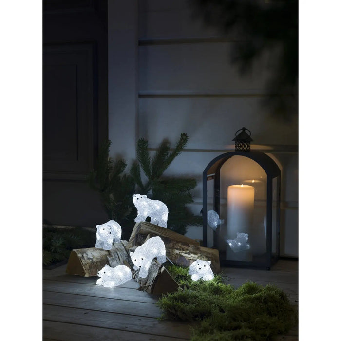 Acrylic Polar Bears Light String : Set of 5 : Indoor/Outdoor : Plug In : 14cm : 40 LED Konstsmide