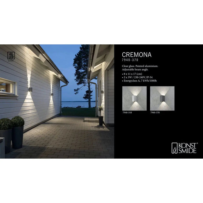 Konstsmide 7940-800 : Cremona Wall Brass 2x3 W LED Konstsmide