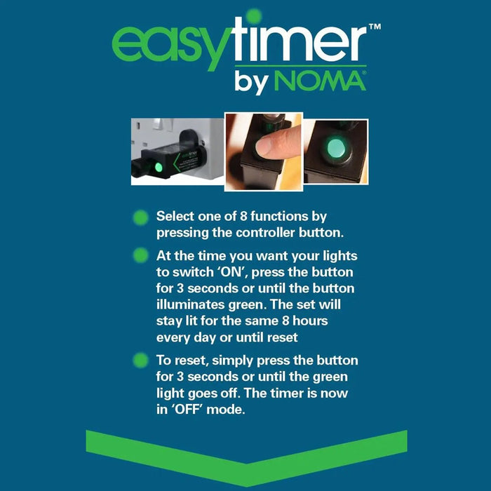 Grade A Warehouse Second - Noma 240 LED Christmas Tree Lights : Green Cable : Plug-in with Timer : Antique White Noma