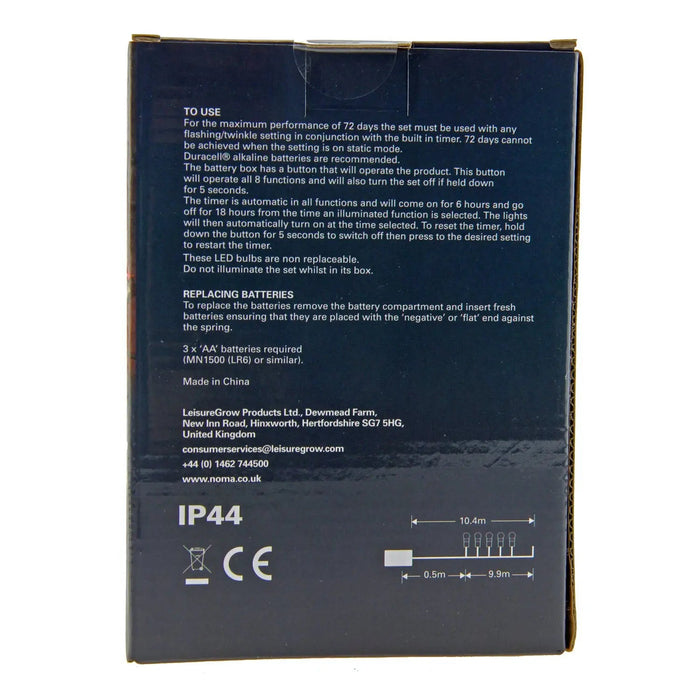 Grade B Warehouse Second - Berry Lights : Battery/Timer : 100 LED : Warm White Noma