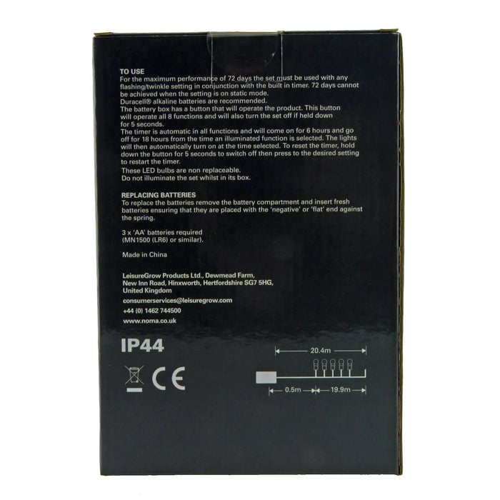 noma berry lights batterytimer 200 led red