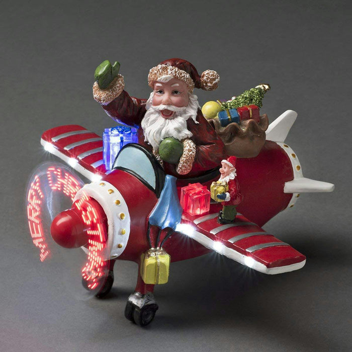konstsmide christmas aeroplane with santa animated led message propellor battery