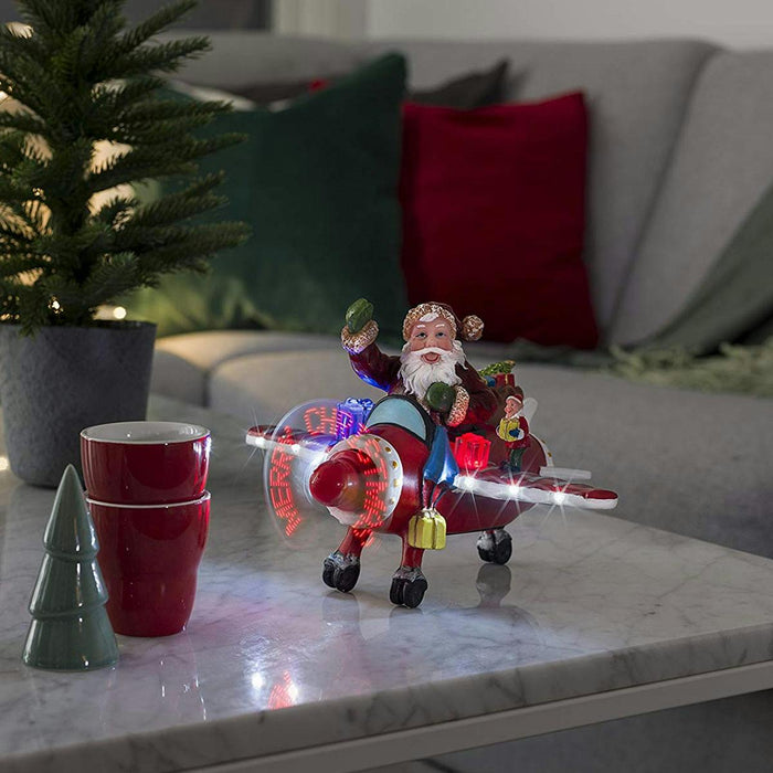 konstsmide christmas aeroplane with santa animated led message propellor battery