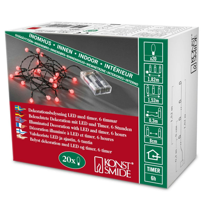 konstsmide berry lights batterytimer 20 led red