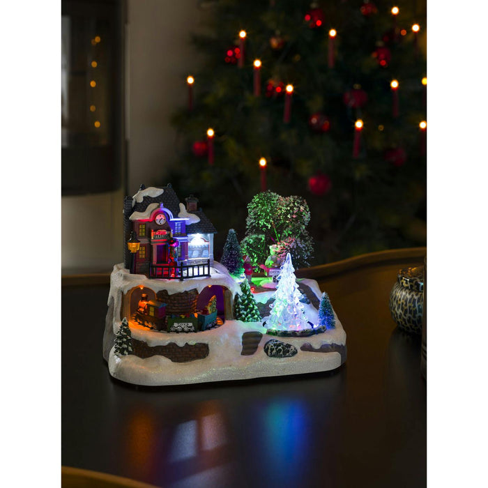 konstsmide animated musical christmas scene mains or battery train station