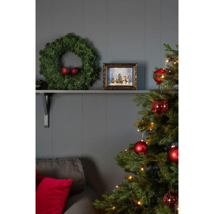 konstsmide water filled light up christmas scene frame battery timer snowmen