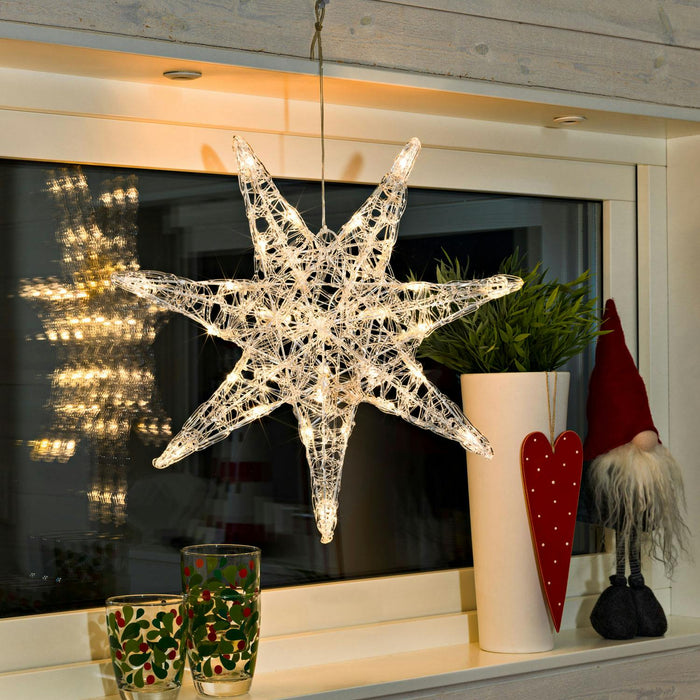 konstsmide konstmide acrylic hanging star with 32 warm white leds plug in