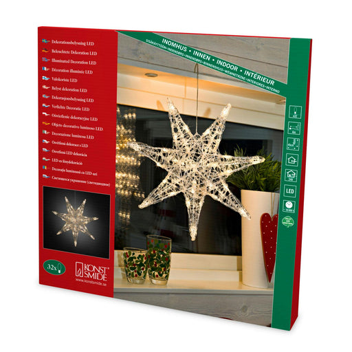 konstsmide konstmide acrylic hanging star with 32 warm white leds plug in