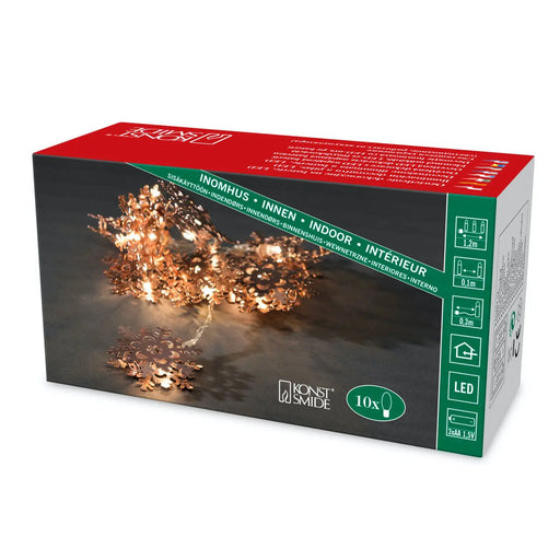 10 LED Copper Snowflake Lights : Battery Konstsmide