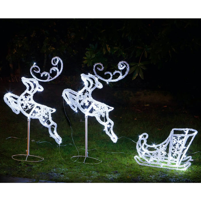 90 LED Spun Acrylic Flying Reindeer & Sleigh : 96cm Noma