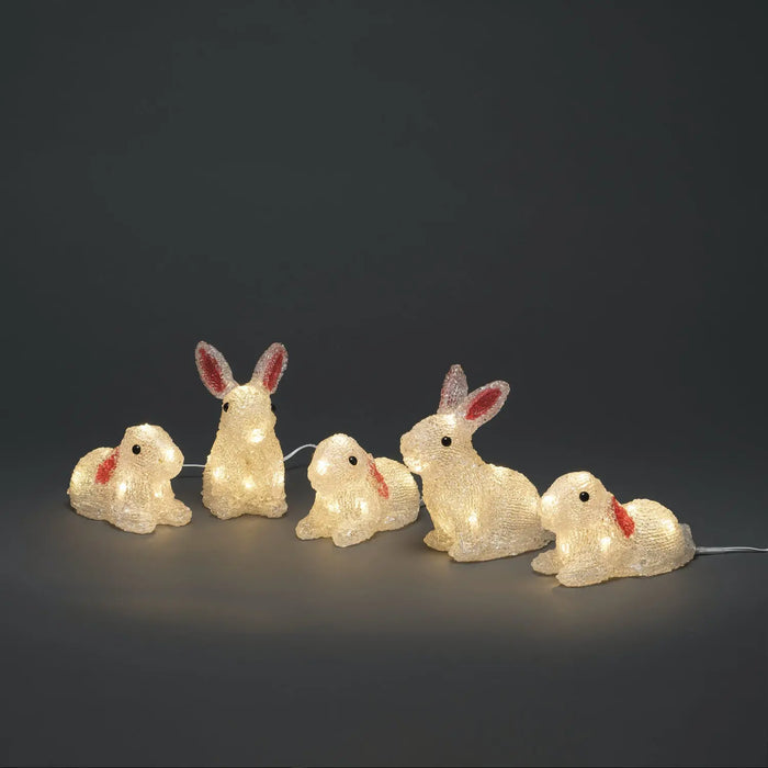Acrylic Bunny Rabbits : Nest of 5 : Plug In : 14cm : 40 LED Konstsmide