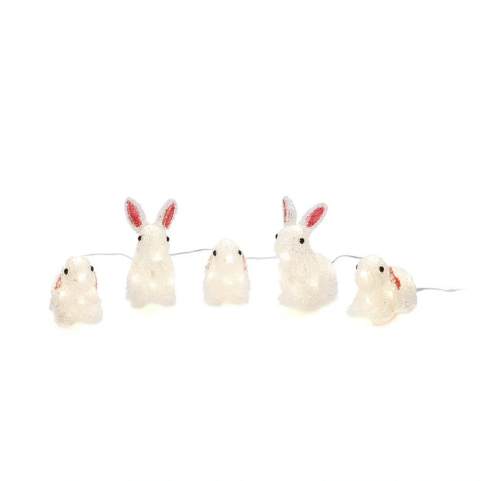 Acrylic Bunny Rabbits : Nest of 5 : Plug In : 14cm : 40 LED Konstsmide