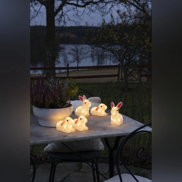 Acrylic Bunny Rabbits : Nest of 5 : Plug In : 14cm : 40 LED Konstsmide