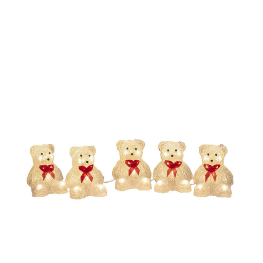 Acrylic Teddies Light String : Set of 5 : Indoor/Outdoor : Plug In : 12cm : 40 LED Konstsmide