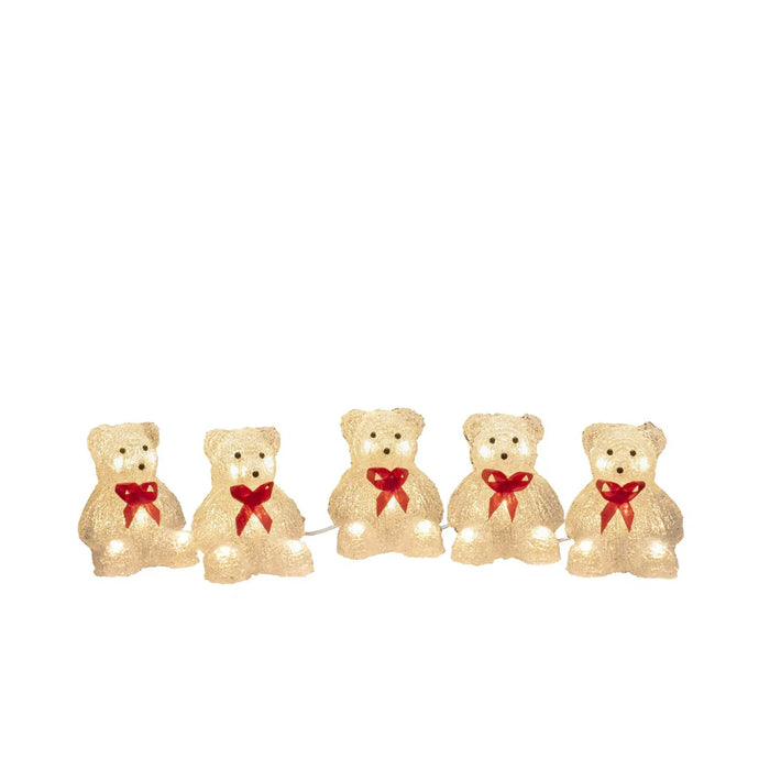 Acrylic Teddies Light String : Set of 5 : Indoor/Outdoor : Plug In : 12cm : 40 LED Konstsmide